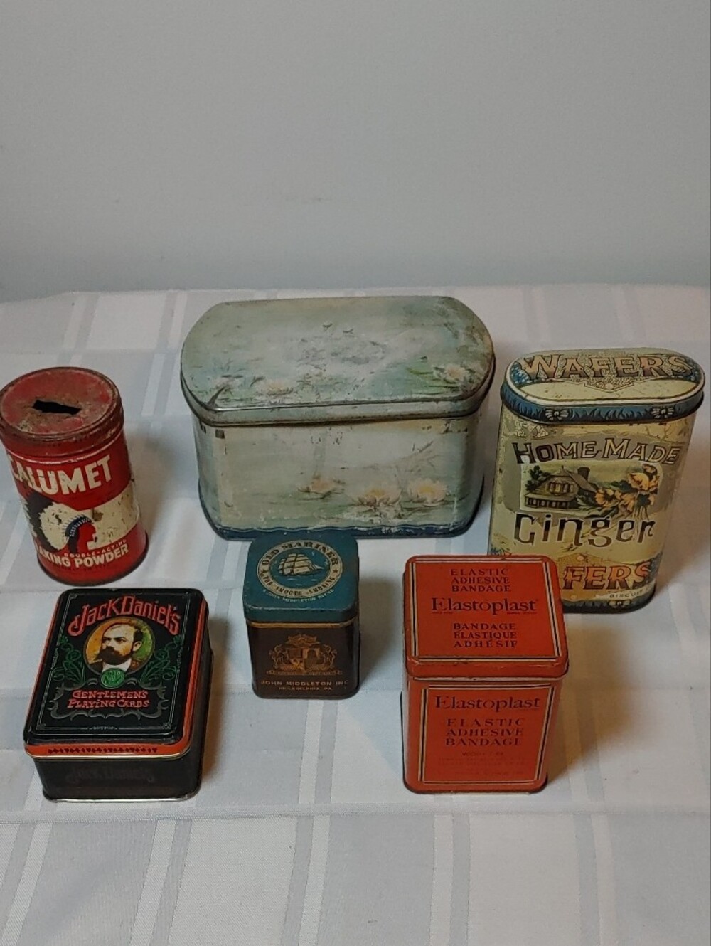 Decorative Tins, Most Are Vintage, 5 Small, 1 Medium, Assorted Colors